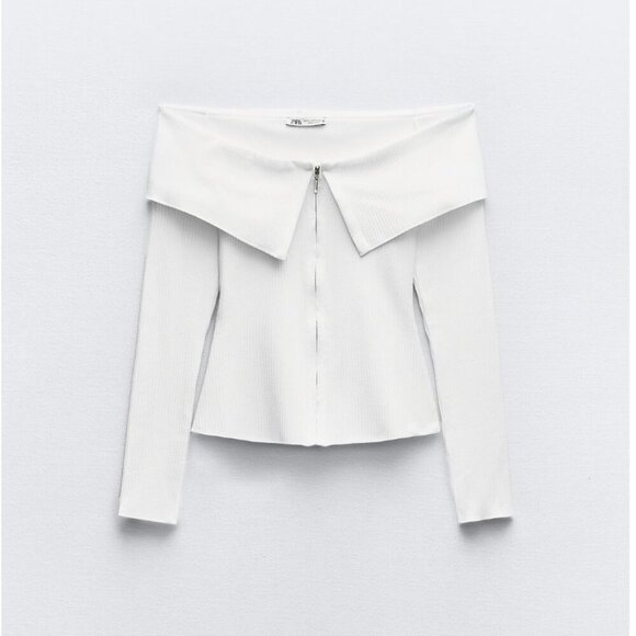 ZARA OFF-THE-SHOULDER RIBBED TOP Size M , L NEW WITH TAG! - Picture 4 of 6